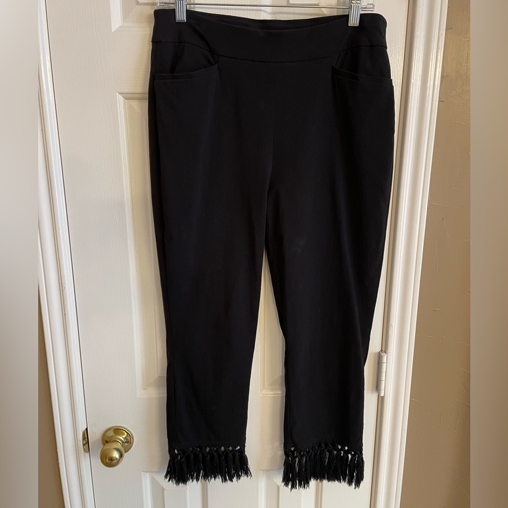 Chico’s Black Capri Pants with Fringe